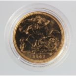 Half Sovereign 2007 BU in a hard plastic capsule