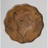 Iraq copper 10 Fils 1943 scarce, aVF