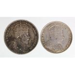 Straits Settlements (2) Edward VII silver Dollars: 1903B (mintmark worn) KM# 25 toned VF with a
