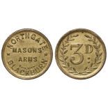 Pub Check, brass d.23mm: 3d, Masons Arms, Northgate, Blackburn, EF