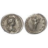 Caracalla silver denarius, obverse:- Laureate and draped youthful bust right, reverse reads:-