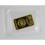 Gold Bar. 2.5g (0.9999 Fine gold).