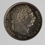 Sixpence 1816, toned GEF, a few small marks.
