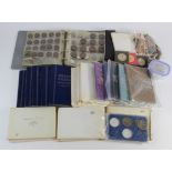 GB & World Coins: 14x "flat pack" proof sets, an album of predecimal and world coins, some Whitman
