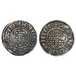 Henry II silver penny, short cross issue, Class 1a, Spink 1344, obverse reads:- hENRICVS.REX,