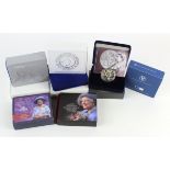 GB Silver Proof Crowns: 1999 Diana, 2000 Queen Mother, 2001 Victorian Anniversary, 2002 Golden