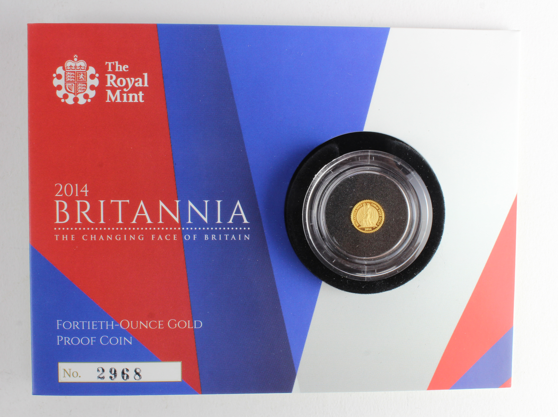Britannia Fourtieth of an ounce gold proof 2014. FDC in the Royal Mint packaging