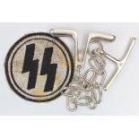 WW2 Gestapo "Come Along" wrist cuffs. The "T"bar has been stamped with the Waffen SS Runes, along
