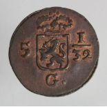 Netherlands East Indies, Batavian Republic copper 1/2 Duit 1808, EF with lustre.