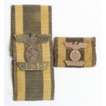 WW2 German 2nd Class Spange on Imperial German Button Hole Ribbon & and 2nd class Spange on medal