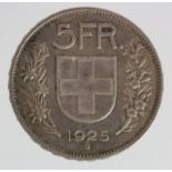 Switzerland 5 Francs 1925B (KM# 38) GVF