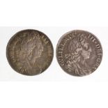 Sixpences (2) William III : 1697 B, Bristol Mint B/E, first bust, late harp, small crowns, S.3532,