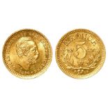 Sweden gold 5 Kronor 1894 proof-like Unc