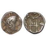 Kingdom of Persis, Darius I, 2nd. cent. B.C., silver drachm of good artistic style, obverse:- Head
