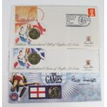 GB Coin Covers (3): Manchester Commonwealth Games £2 2002 Scotland Flag BU coin and stamp Benham