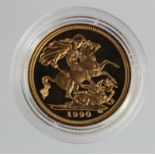 Half Sovereign 1990 Proof FDC in a hard plastic capsule