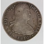 Mexico silver 8 Reales 1810 Mo HJ, KM# 110, Fine.