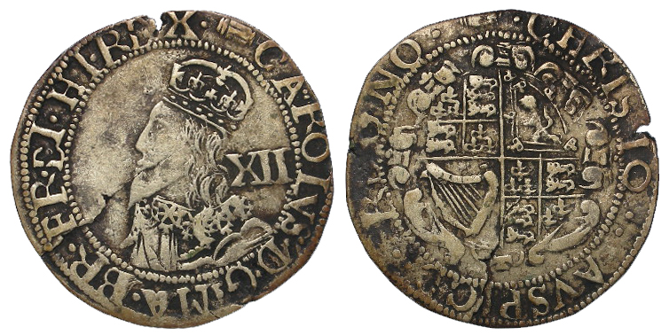 Charles I silver shilling, Tower Mint under the King 1625-1642, mm. Tun 1636-1638, this is a strange