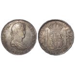 Spanish Bolivia silver 8 Reales 1821 PTS PJ, KM# 84, toned EF