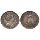 Farthing 1698, William III silver pattern with date in legend, toned EF