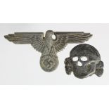 WW2 Waffen SS Cap Eagle & Death Head Skull Badge.