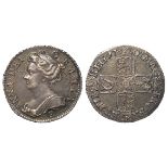 Sixpence 1707E, Edinburgh Mint, S.3620, toned GVF