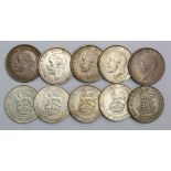 GB Shillings (10) George V: 1914 VF, 1915 VF, 1915 GVF, 1917 EF, 1918 GVF, 1927 mod eff S.4033