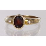 9ct Mozambique Garnet & White topaz Ring, size N, weight 2.4g