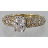 9ct yellow gold dress ring set with cz, finger size Q, weight 3.3g