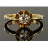 18ct Gold stamped Ring set with Solitaire Diamond approx. 0.35ct weight size K weight 3.3g