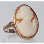 9ct yellow gold cameo ring, finger size K, weight 3.3g