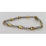 0.750 marked White/Yellow Gold Diamond set bracelet weight 13.8g
