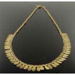 9ct yellow gold fringe necklace, weight 6.3g