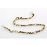 9ct yellow gold figaro twist link bracelet with trigger clasp, length 20.5cm, weight 5.5g