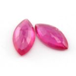 Pair of 5.12ct loose Marquise cut Red Ruby gemstones