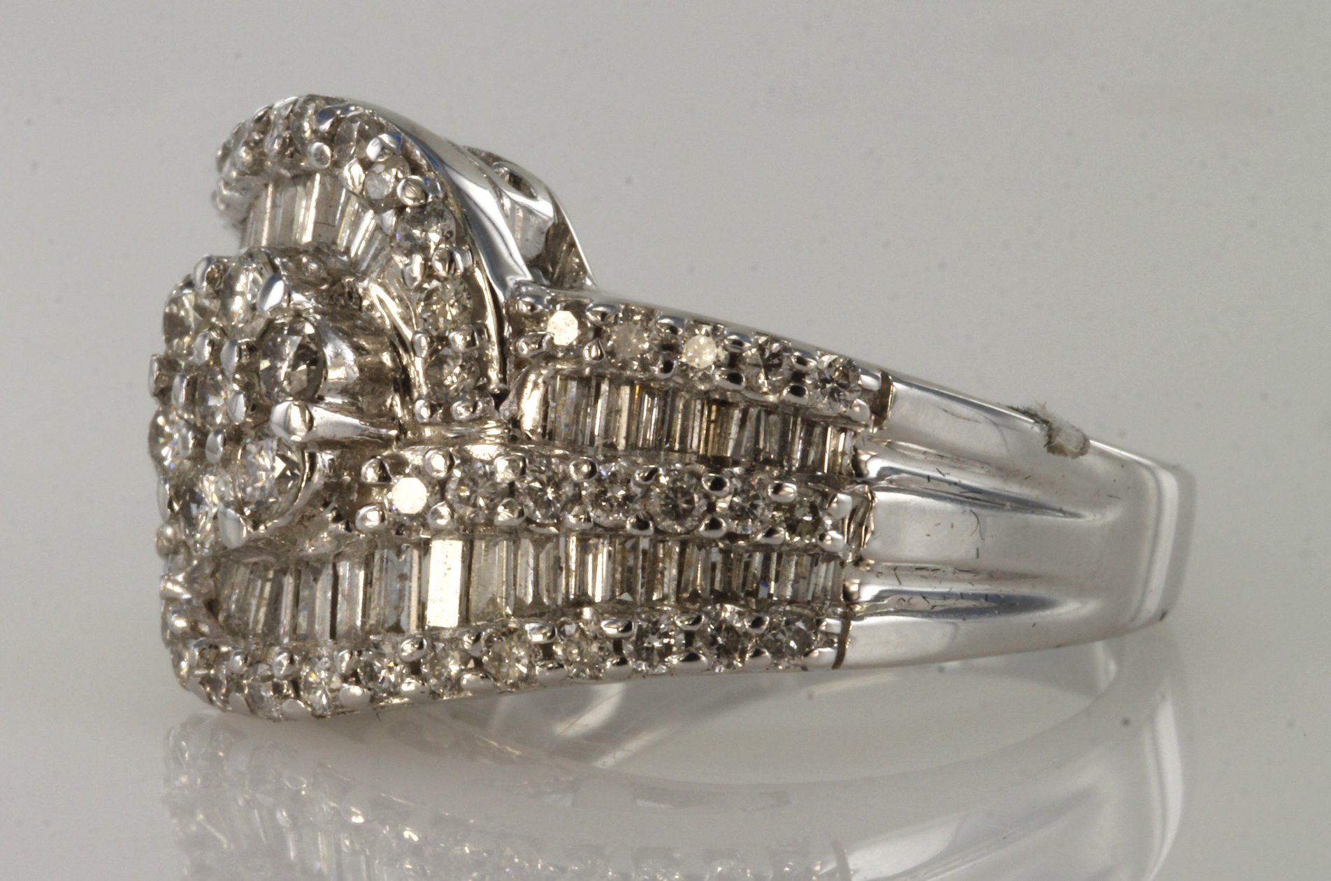 14ct white gold diamond cluster ring with central seven stone daisy cluster surrounded by a row of - Image 2 of 3