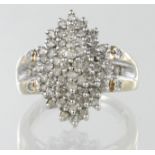 9ct hallmarked Gold CZ cluster Ring size R weight 7.2g