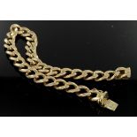 9ct hollow curb link bracelet with box clasp and safety, weight 13.0g