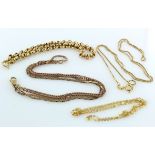 Mixed lot of 9ct tested and hallmarked Gold Chains and bracelets weight 15.8g (4)