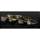 Seven 9ct gold /yellow metal ladies dress rings. Total weight 30.8g