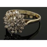 9ct Gold hallmarked CZ cluster Ring size U weight 3.5g