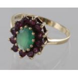 9ct hallmarked Gold Emerald and Ruby Ring size L weight 2.5g