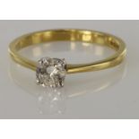 18ct Gold hallmarked Solitaire Diamond Ring approx 0.25ct weight size N weight 2.3g