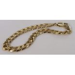 Yellow metal (tests as 14ct and stamped 14kt) curb bracelet, length approx 8" weight 18.4g
