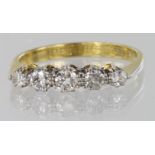 18ct yellow gold diamond five stone half eternity ring, diamond weight totalling approx. 0.40ct,