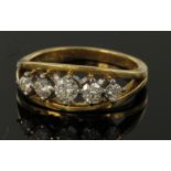 18ct Gold five stone Diamond Ring comes with Valuation Certificate for £950 size P weight 5.4g