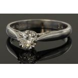 Platinum Ring with Solitaire Diamond approx 0.25ct weight size H weight 2.8g