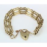 9ct gold four bar gate bracelet, weight 18.7g