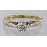 9ct hallmarked gold Diamond Solitaire Ring 0.25ct weight size K weight 2.1g