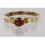 9ct Mozambique Garnet & Golden Sapphire Ring, size N, weight 2.9g